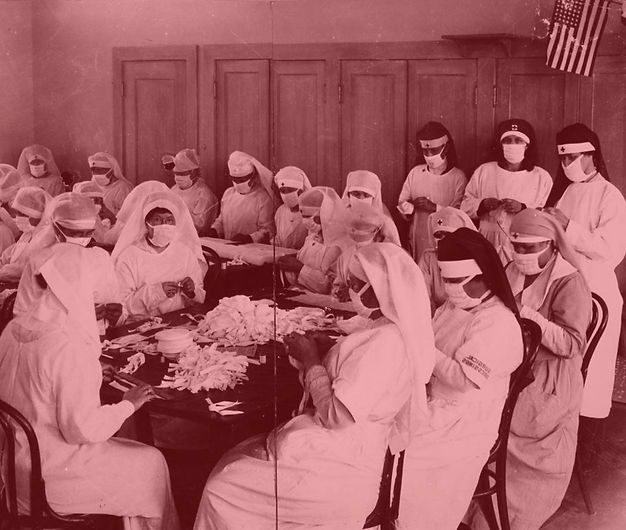 red Amer Redcross volunteers preparing surg dressing 1918j flue pandemicpg.jpg